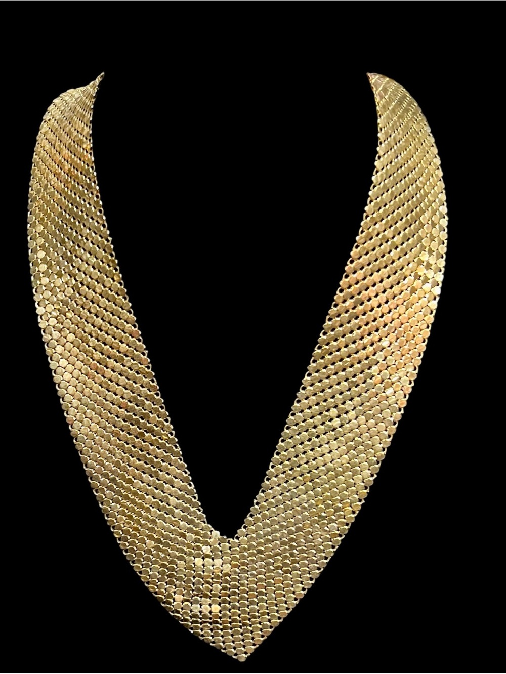 Vintage 70's/80's - Gold Mesh Bib Necklace w/ Tag